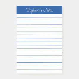 Notas Post-it® Elegante y simple lino azul personalizado