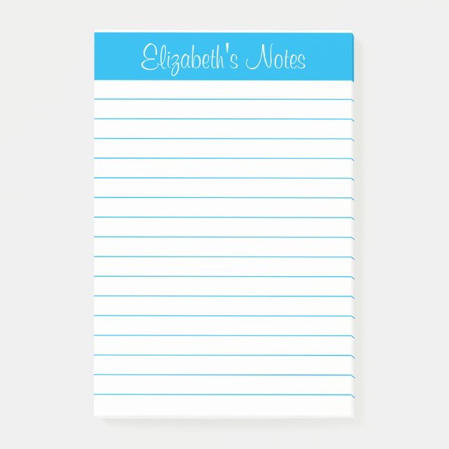 Notas Post-it® Elegante y simple nombre azul cielo iluminado pers (Anverso)