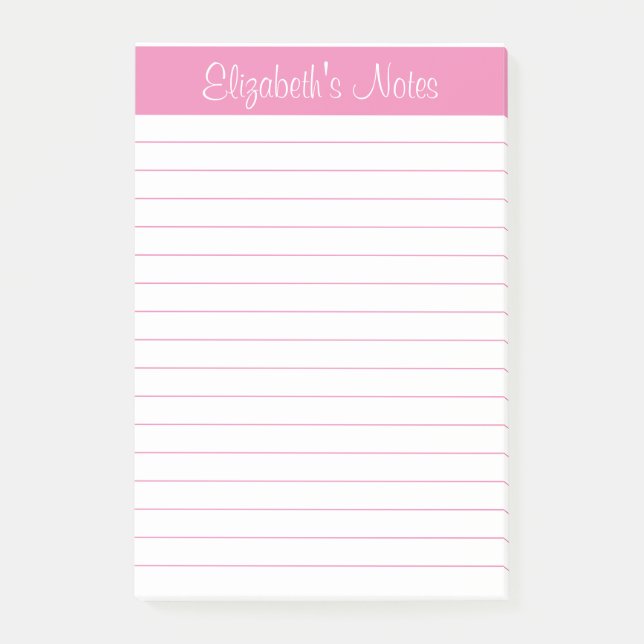Notas Post-it® Elegante y simple nombre rosa claro personalizado (Anverso)