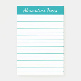 Notas Post-it® Elegante y simple, Verde azulado y personalizado