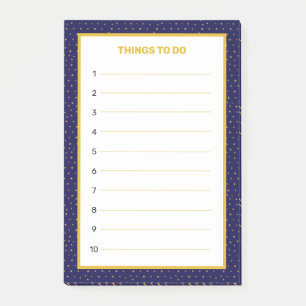 Notas Post-it® Elegantes cosas que hacer en azul marino y dorado