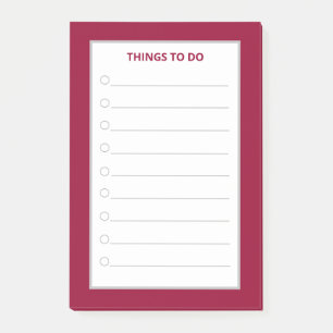 Notas Post-it® Elegantes Cosas Que Hacer en Plata, Rojo Borgoña y