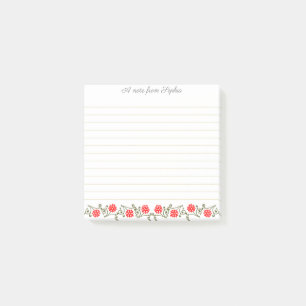 Notas Post-it® Elegantes cosquillas editables de oro rojo floral