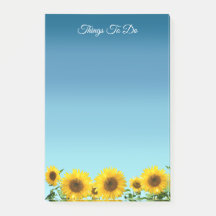 Elegantes girasoles en cosas azules por hacer