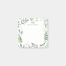 Notas Post-it® Elegantes hojas de color verde de agua personaliza