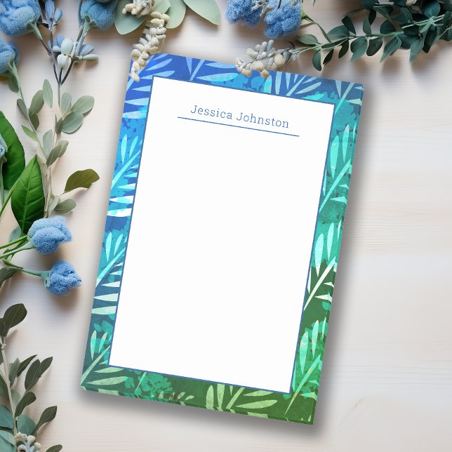 Notas Post-it® Elegantes hojas tropicales azules de toque persona (Subido por el creador)