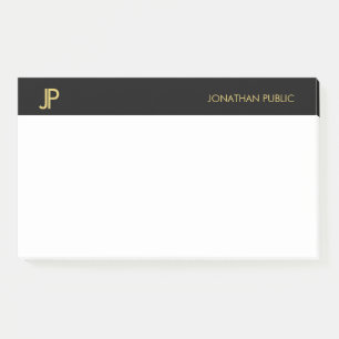 Notas Post-it® Elegantes Iniciales Profesionales Blanco Oro Negro