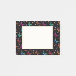 Notas Post-it® Elegantes mariposas coloridas sobre negro