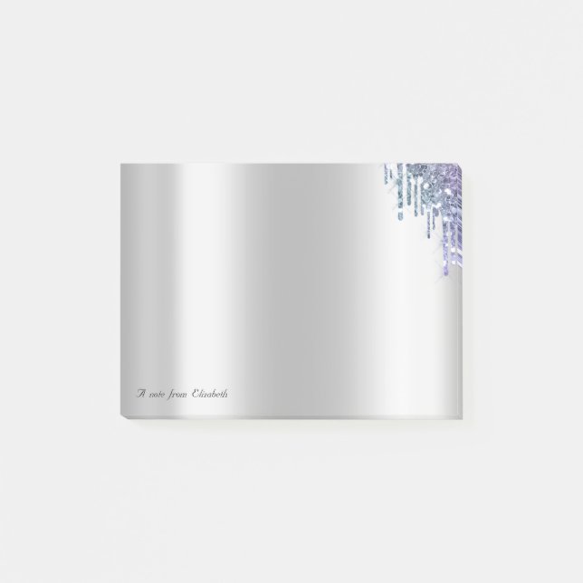 Notas Post-it® Elegantes Perforaciones Purpurinas Violetas (Anverso)