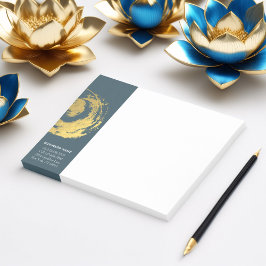 Notas Post-it® Elegantes pinceles de los símbolos YOGA Blue & Gol