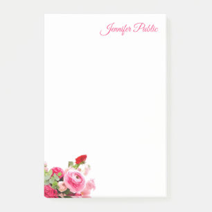 Notas Post-it® Elegantes Rosas de acuarela manual guión de texto