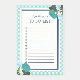 Notas Post-it® Elegantes Rosas Verde azulados Floral Gingham A Ha