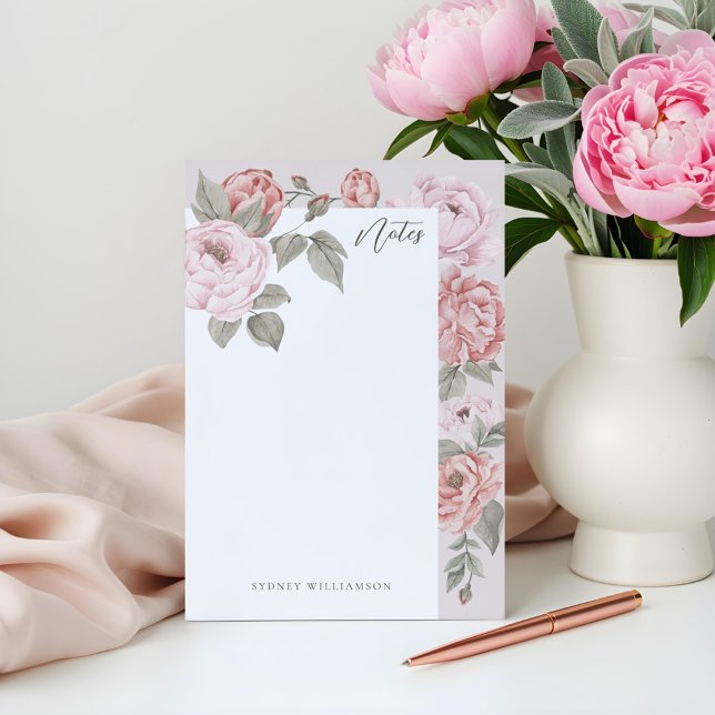 Notas Post-it® Elegantes tonos de agua rosados en floral florecie (Elegant Watercolor Pink Peonies in Bloom Floral Post-it Notes)