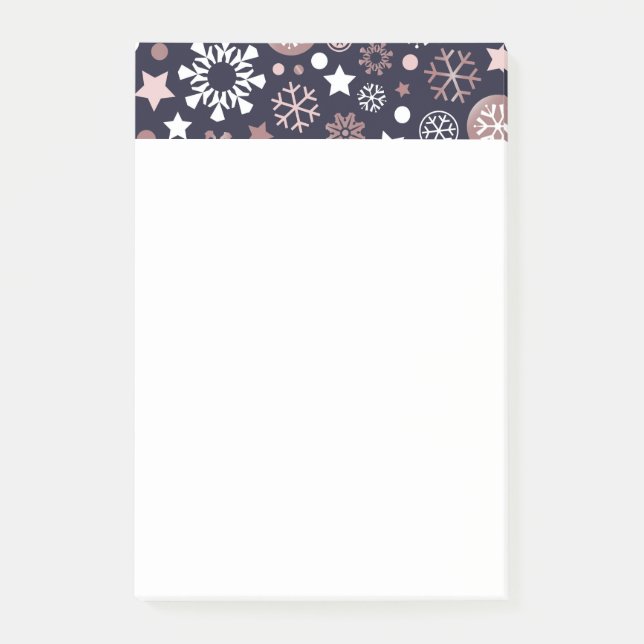 Notas Post-it® Elegantes vacaciones de invierno nieve metálica de (Anverso)