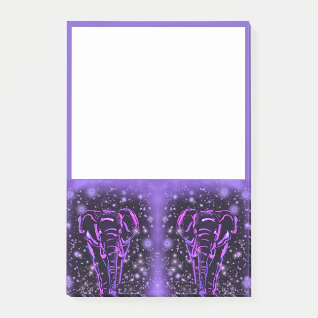Notas Post-it® Elephant Sticky Notes In Purple Pink Starry Night (Anverso)