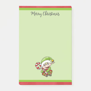 Notas Post-it® Elf de Navidades con Candy Cane Feliz Navidad
