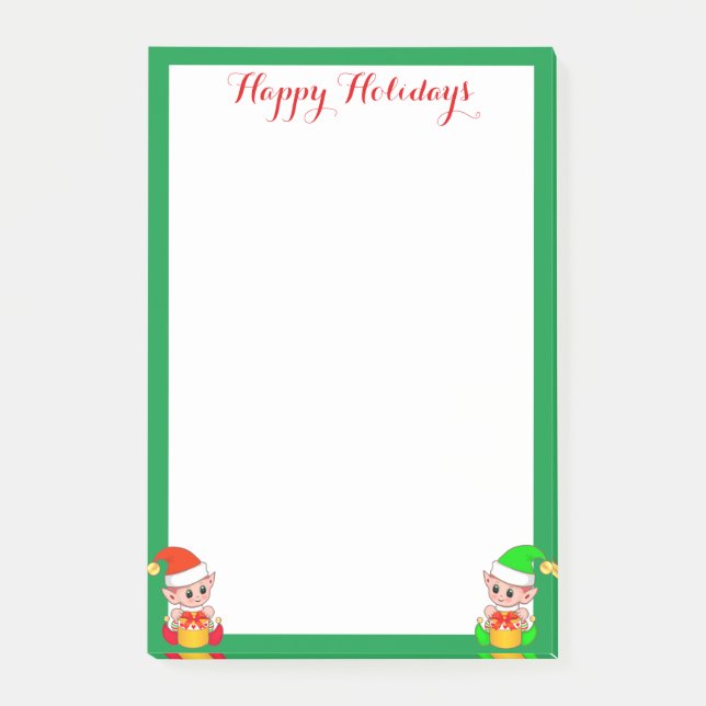 Notas Post-it® Elfos lindos sobre blanco (Anverso)