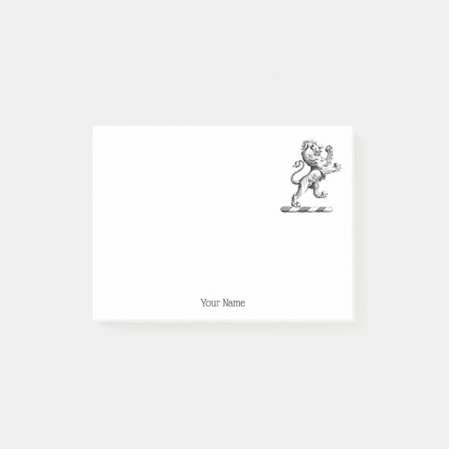 Notas Post-it® Emblema de cimera con león heráldico de pie (Anverso)