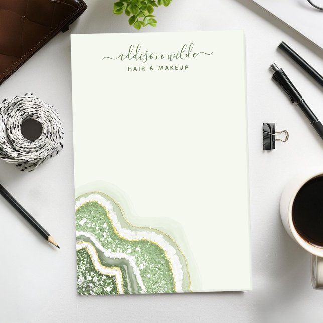 Notas Post-it® Emerald Green Purpurina Agate Geode Luxe Business (Subido por el creador)