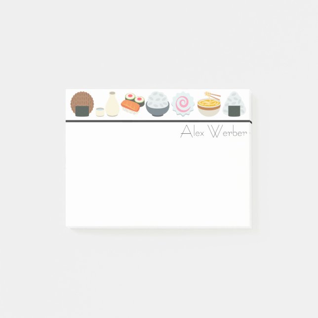 Notas Post-it® Emojis japonesas de comida y bebida (Anverso)