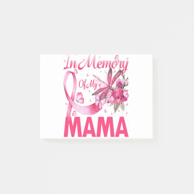 Notas Post-it® En Memoria De Mi Mamá Dragonfly Con Cáncer De Mama (Anverso)