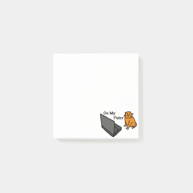 Notas Post-it® En Mi Computadora Chistoso Meme De Gato Naranja (Anverso)