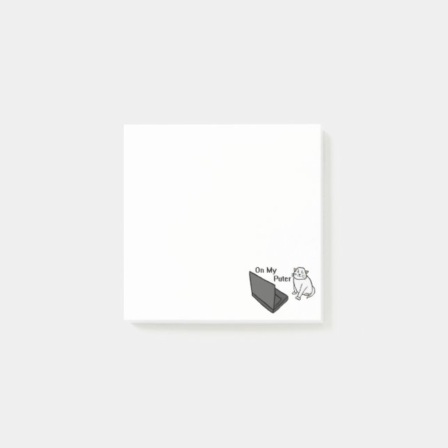 Notas Post-it® En Mi Puter Divertida Imagen De Gato Blanco Meme (Anverso)
