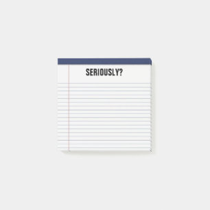 Notas Post-it® ¿En serio? Funny 3X3 de la almohadilla legal blanc