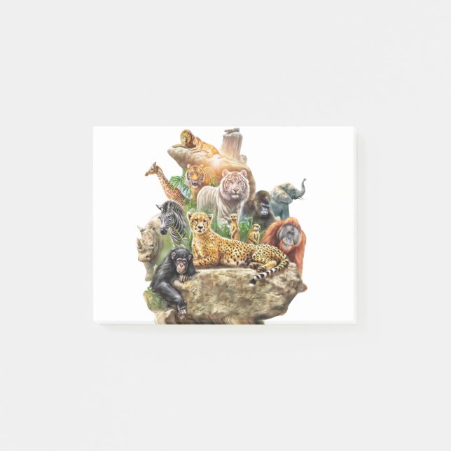 Notas Post-it® Encuentro de animales de la Selva Animal de Tigre  (Anverso)