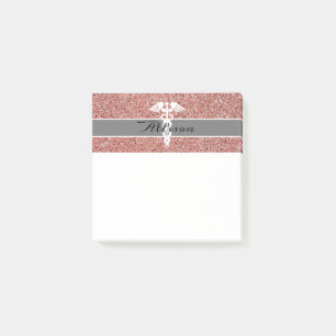 Notas Post-it® Enfermera moderna Rosa Purpurina rosa dorado