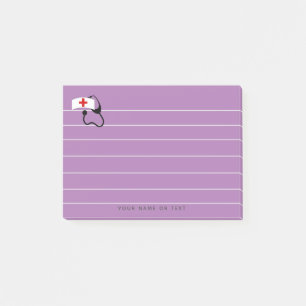 Notas Post-it® Enfermera Pastel médico Estetioscopio púrpura Mo