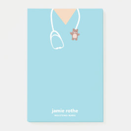 Notas Post-it® Enfermera pediátrica Blue Teddy Bear Scrubs