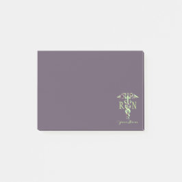 Notas Post-it® Enfermera RN Nombre Personalizado Mármol Púrpura P