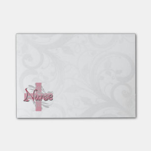 Notas Post-it® Enfermera rosada de la cruz/del remolino