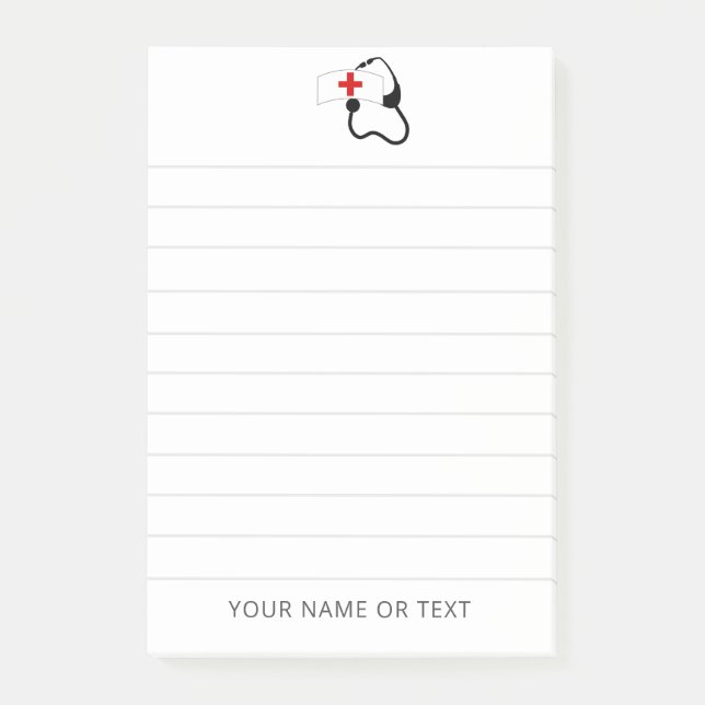 Notas Post-it® Enfermera Stethoscope Nombre médico personalizado (Anverso)