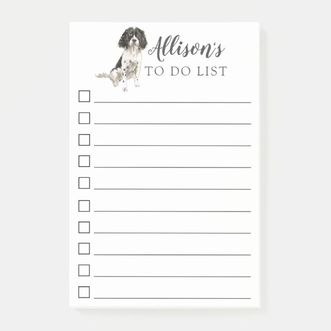 Notas Post-it® English Springer Spaniel Personalizado Para Hacer  (Anverso)