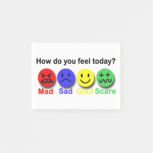 Notas Post-it® Enojado, triste, alegre y susto