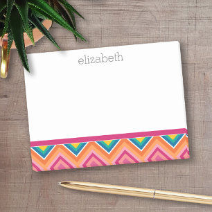 Notas Post-it® Enorme patrón de cheurón colorido con nombre