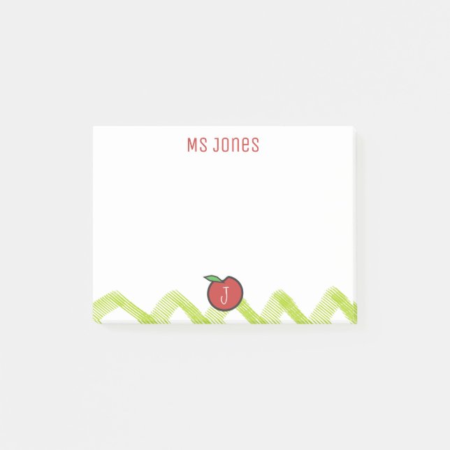 Notas Post-it® Enseñador Apple Custom Name Monogram Post it® Note (Anverso)