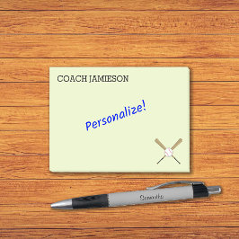 Notas Post-it® Entrenador de béisbol: bates cruzados personalizad