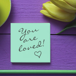 Notas Post-it® Eres Amado Verde con Corazón Positivo