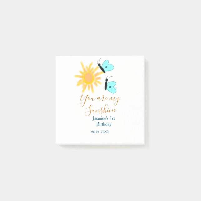 Notas Post-it® Eres mi naranja amarillo sol azul mariposa (Anverso)