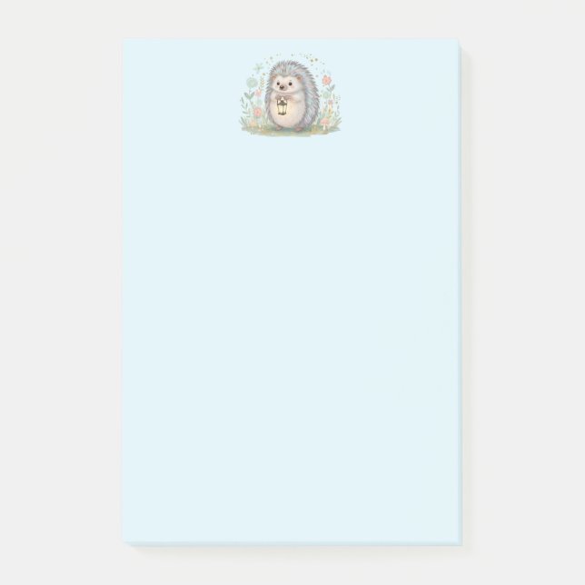 Notas Post-it® Erizo Adorable con Linterna (Anverso)