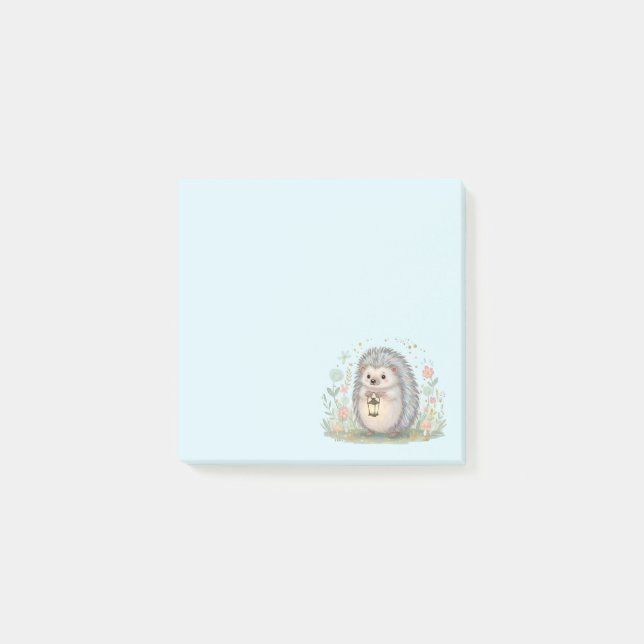 Notas Post-it® Erizo Adorable con Linterna (Anverso)