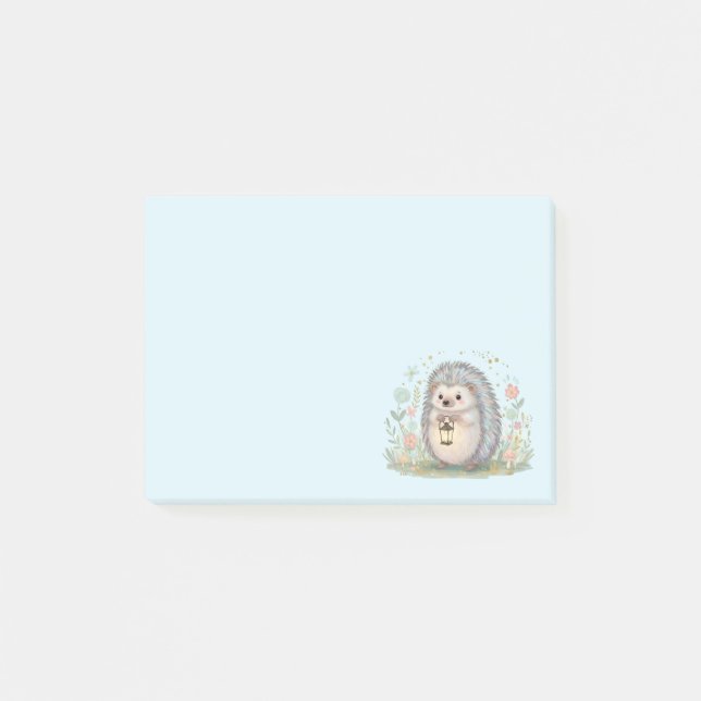 Notas Post-it® Erizo Adorable con Linterna (Anverso)