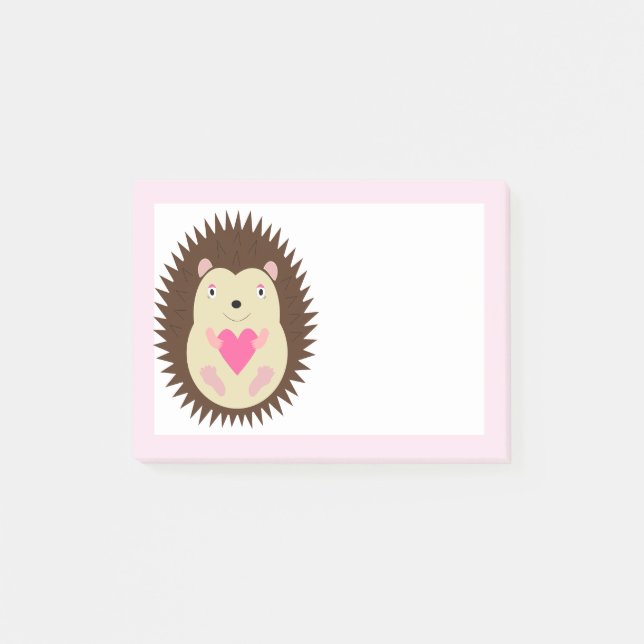 Notas Post-it® Erizo Bebé Niña Rosa Bonito (Anverso)