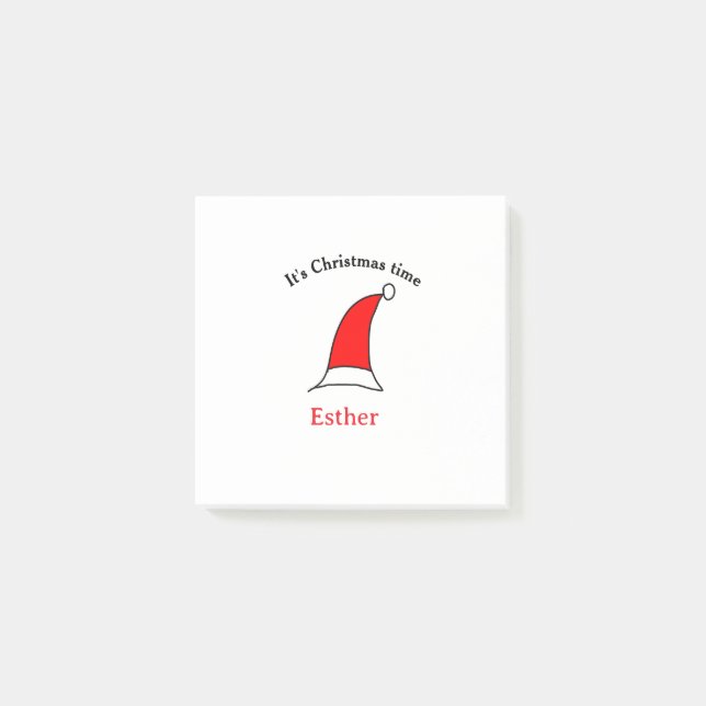 Notas Post-it® Es hora de Navidad sombrero rojo de Santa nombre s (Anverso)