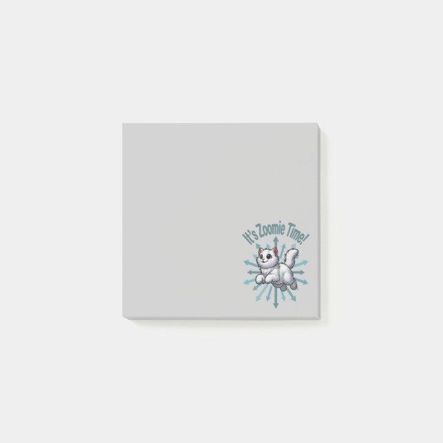 Notas Post-it® Es hora de Zoomie Gato Blanco (Anverso)