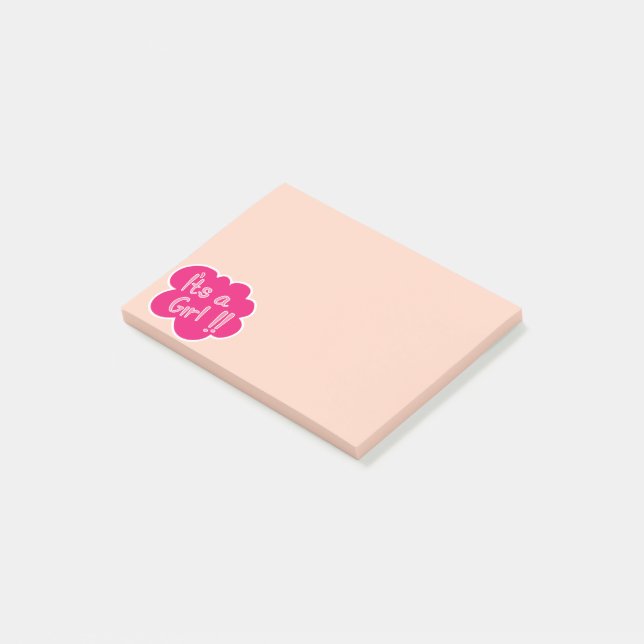 Notas Post-it® Es una ducha de bebé rosa chica (En perspectiva)
