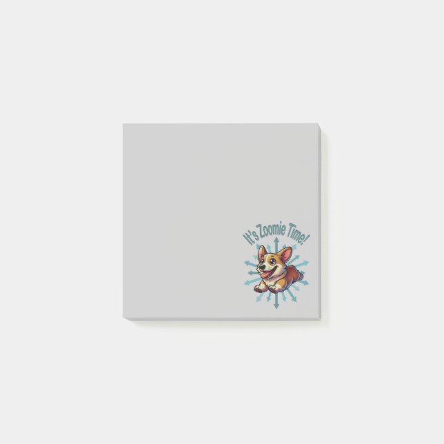 Notas Post-it® Es Zoomie Time Corgi (Anverso)